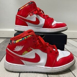 Jordan Kids chili Red and White High-Top Sneakers Chili